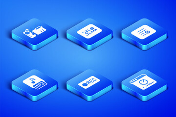 Set Online play video, Cinema camera, Record button, MP3 file, Audio jack and Add playlist icon. Vector