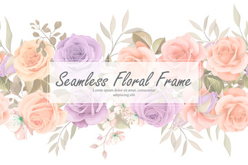 Fototapeta na wymiar Beautiful seamless flower frame background
