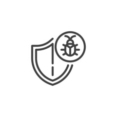 Computer virus protection line icon