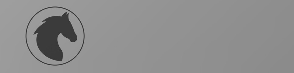 image of a black horse in a circle on a gray background. banner for insertion on the site © Maksym Om
