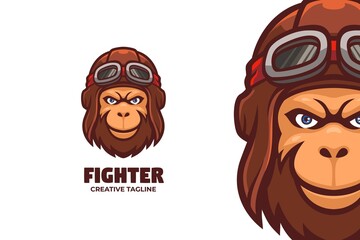 Pilot Monkey Warrior Mascot Logo Character