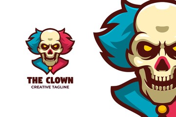 Scary Skull Clown Mascot Logo Character