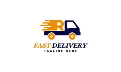 Letter R Fast Delivery Service Logo Vector Design Template. Alphabet R Courier Logo Icon Design. Delivery Express Logo Design