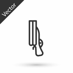 Grey line Shotgun icon isolated on white background. Hunting gun. Vector