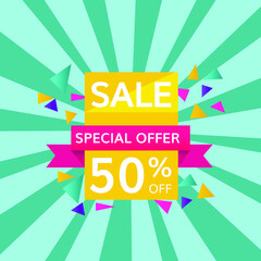 Sale discount banner vector background