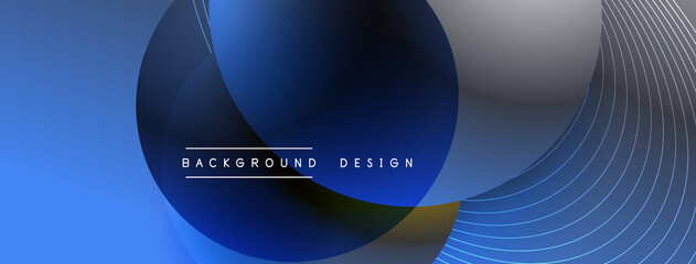 Gradient circles with shadows. Vector techno abstract background. Modern overlapping forms wallpaper background, design template
