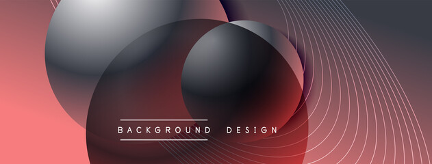 Gradient circles with shadows. Vector techno abstract background. Modern overlapping forms wallpaper background, design template
