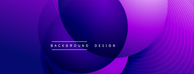 Gradient circles with shadows. Vector techno abstract background. Modern overlapping forms wallpaper background, design template