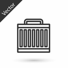 Grey line Car radiator cooling system icon isolated on white background. Vector