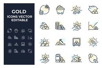 set of Gold elements symbol template for graphic and web design collection logo vector illustration