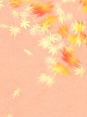 Background of autumn leaves with oriental paper texture