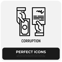 Corruption, bribe thin line icon, agreement in exchange of money. Modern vector illustration.
