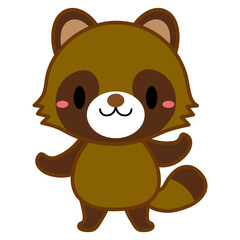 立ちポーズ 動物 イラスト 【ライン】 たぬき02