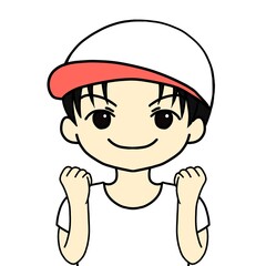 白色の帽子をかぶっている男の子