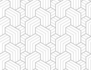 Abstract geometric pattern with stripes, lines. Seamless vector background. White and gray ornament. Simple lattice graphic design.