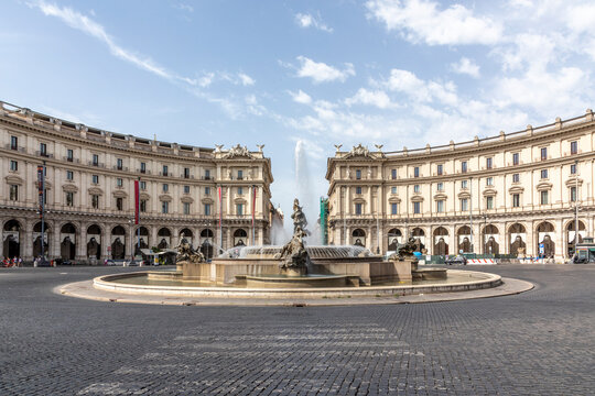Fountain of the Naiads located at the centre of the Piazza della Repubblica on the Viminal Hill in Rome, Italy.
