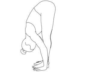yoga, uttanasana, standing forward fold pose with hands on floor