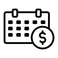 Calendar Icon with Dollar Symbol Depict Monthly Bill or Invoice