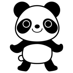 立ちポーズ 動物 イラスト 【黒ライン】パンダ03