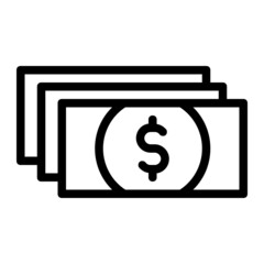 Dollar Banknote Stack Line Icon
