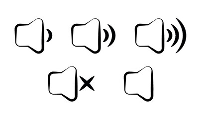 Volume icons set, Sound volume sign. Control volume elements