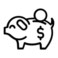 Saving Dollar Money in Piggy Bank Icon