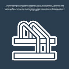 Blue line Bicycle parking icon isolated on blue background. Vector