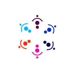 COLORFUL PEOPLE TOGETHER SIGN, SYMBOL, LOGO ISOLATED ON WHITE