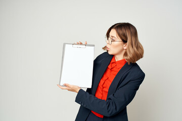 Naklejka premium Business woman documents manager office work