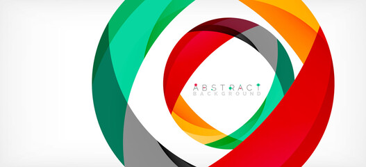 Fototapeta premium Color circle shapes, minimal geometric background. Trendy dynamic composition. Vector Illustration For Wallpaper, Banner, Background, Landing Page