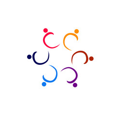 Fototapeta premium Colorful Creative People Circle, Coworkers, People Union, People Together Sign, Symbol, Logo isolated on White