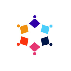 Colorful Creative People Circle, Coworkers, People Union, People Together Sign, Symbol, Logo isolated on White