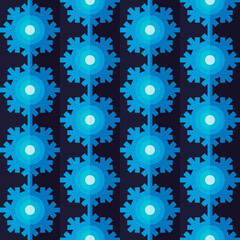 Blue geometric snowflakes seamless pattern for new year theme