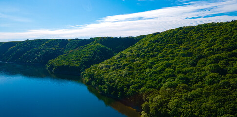 canyon river islands cliff top view