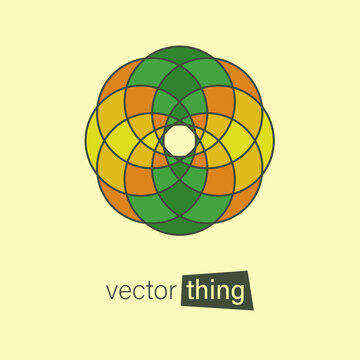 Vector Flat Design Decorative Abstract Element. Circle Shapes That Come Together As A Cute Emblem Of Anything You Want Like Bstract Colorful Globe