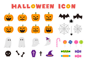 ハロウィン　かぼちゃ　アイコン　セット