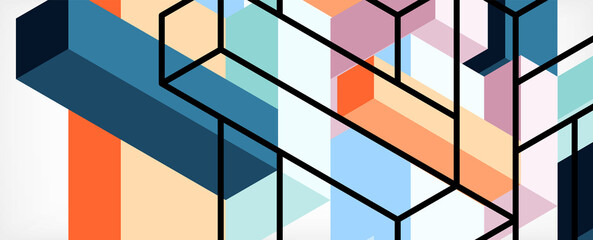 Abstract background. 3d cubes, cubic elements and blocks. Techno or business concept for wallpaper, banner, background, landing page