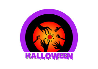 Halloween hand logo and icon design template