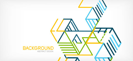 Abstract background. Color lines on white background. Linear abstract composition. Techno or business concept for wallpaper, banner, background, landing page