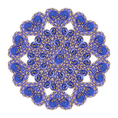 Octopus tentacles colorful mandala. Vector illustration.