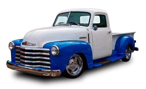 Classic american pickup truck Chevrolet Thriftmaster. White background.
