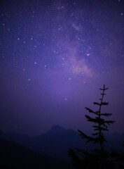 Starry night over hazy hills of Western Washington