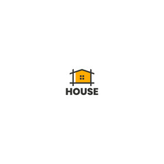 minimalist line art house home building logo design.