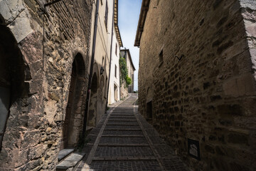 view of a street into  Montefalco, Umbria