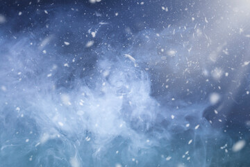 blue winter fairy background with bokeh