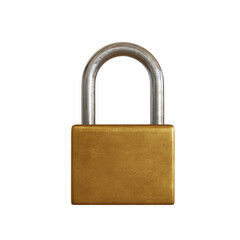 Locked Golden Padlock. Realistic Padlock on the white background