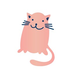 Isolated vector illustration design set of abstract cartoon cat in pastel colors