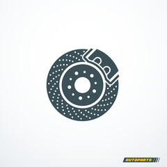 Car brake disc rotor icon. Vector illustration - obrazy, fototapety, plakaty