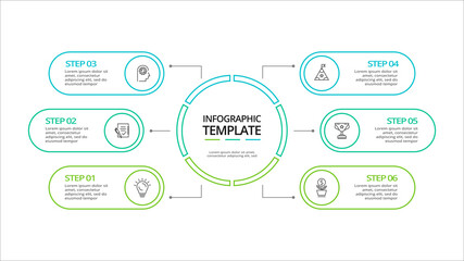 Creative concept for infographic with 6 steps, options, parts or processes. Business data visualization.