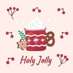 Christmas coffee cafe dessert whip cream, sweet desserts for fabric, linen, textiles and wallpaper
